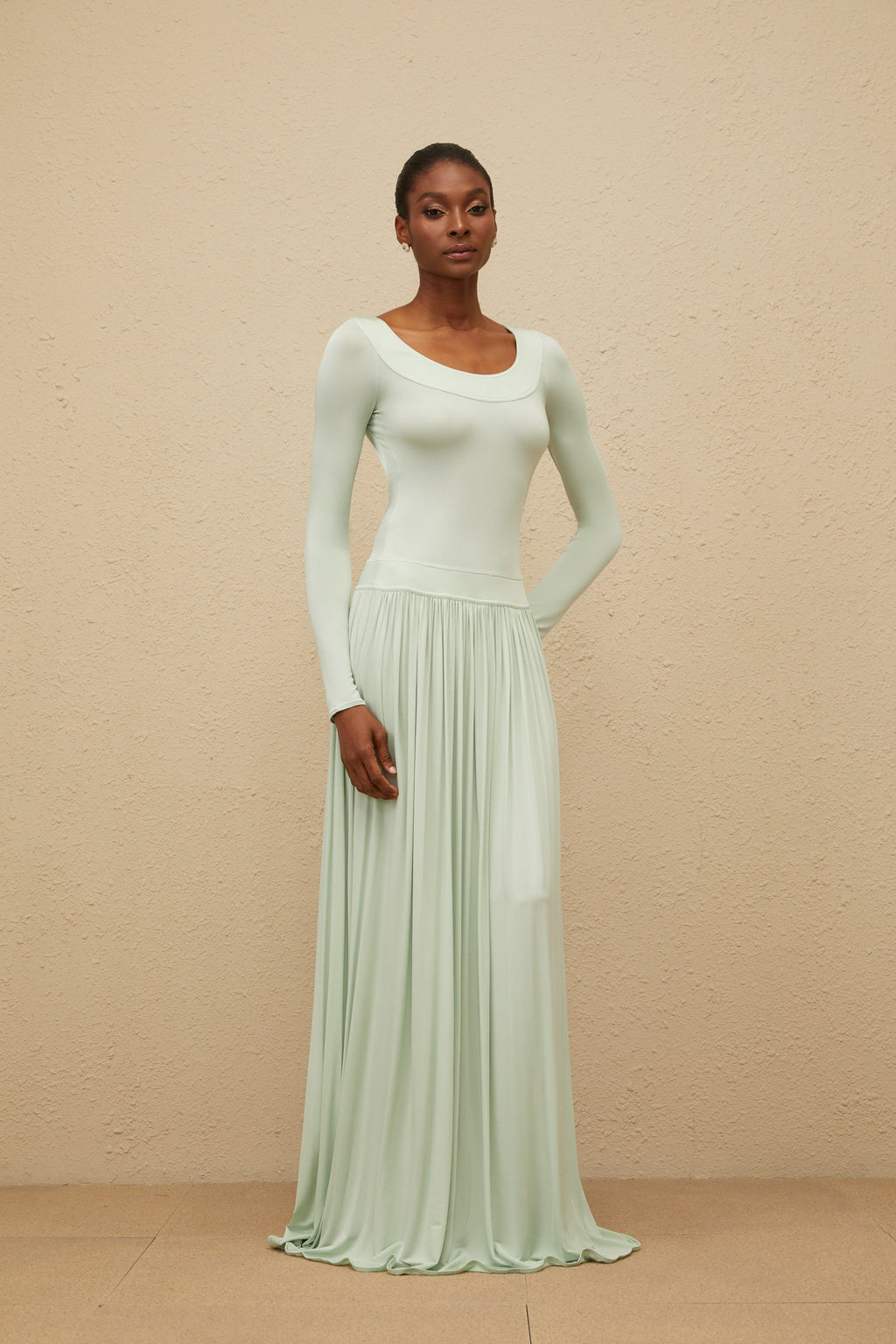 Campagne Green Open-Back Shirred Maxi Dress  (Final Sale-US Only)