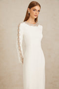 Vestido largo blanco Freja con cristales adornados, vestido maxi elegante para ocasiones especiales, marca Final Sale.