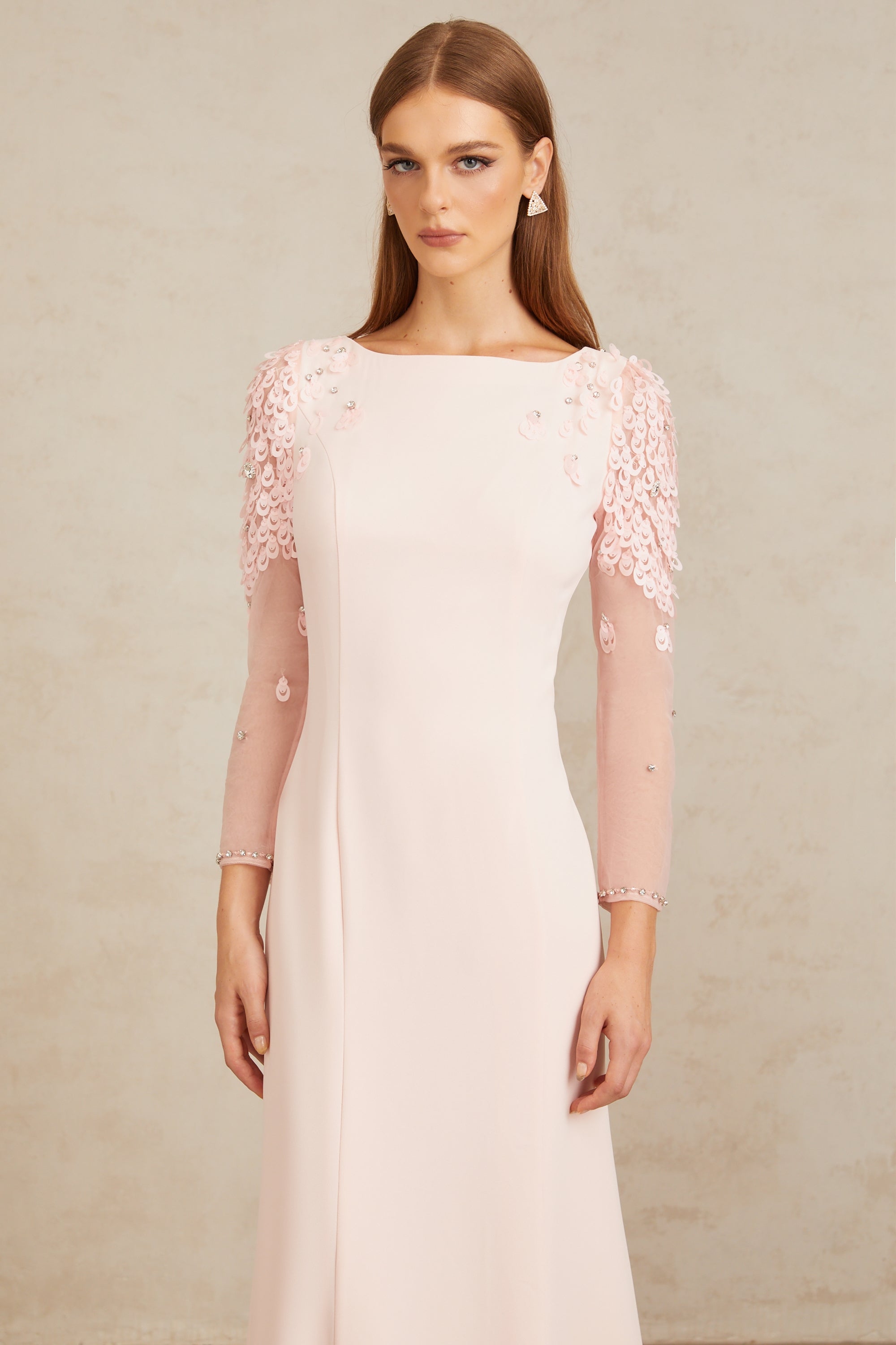 Gunnel Pink Flared Embellished Maxi Gown (Final Sale-US Only)