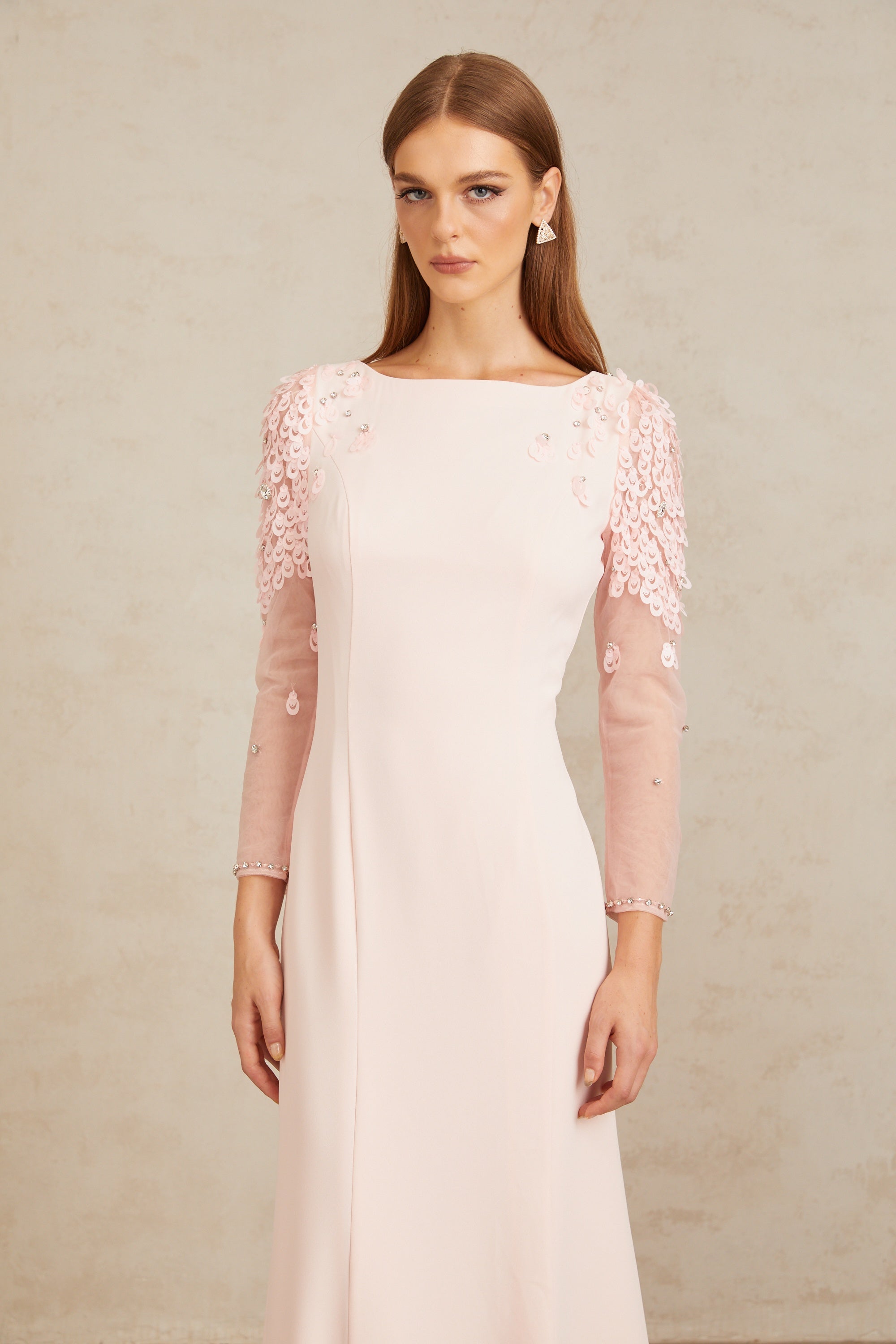 Gunnel Pink Flared Embellished Maxi Gown (Final Sale-US Only)
