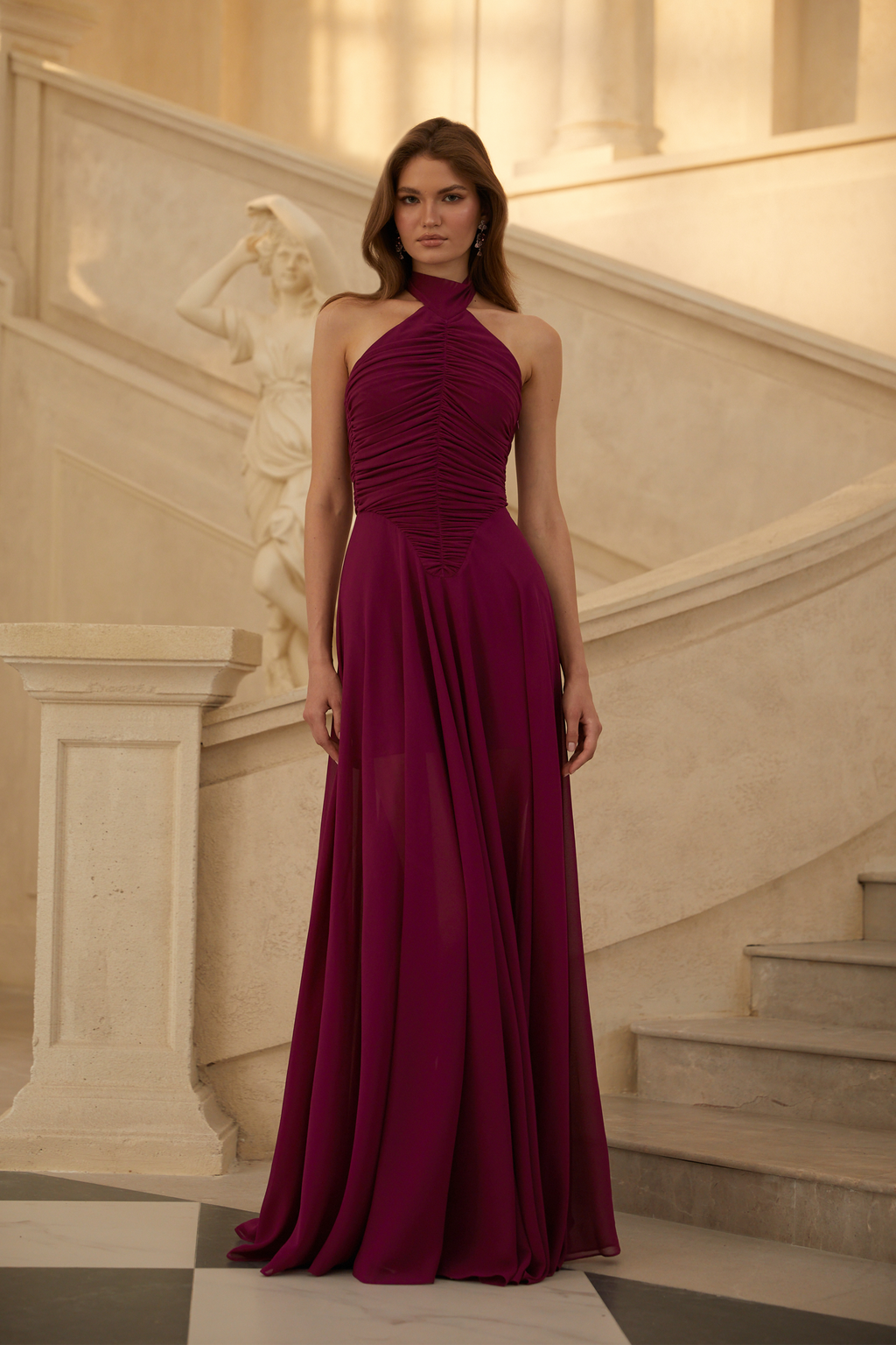 Kerstin Purple Ruched Maxi Dress (Final Sale-US Only)