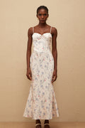 Angeliki White Floral Print Satin Maxi Dress (Final Sale-US Only)
