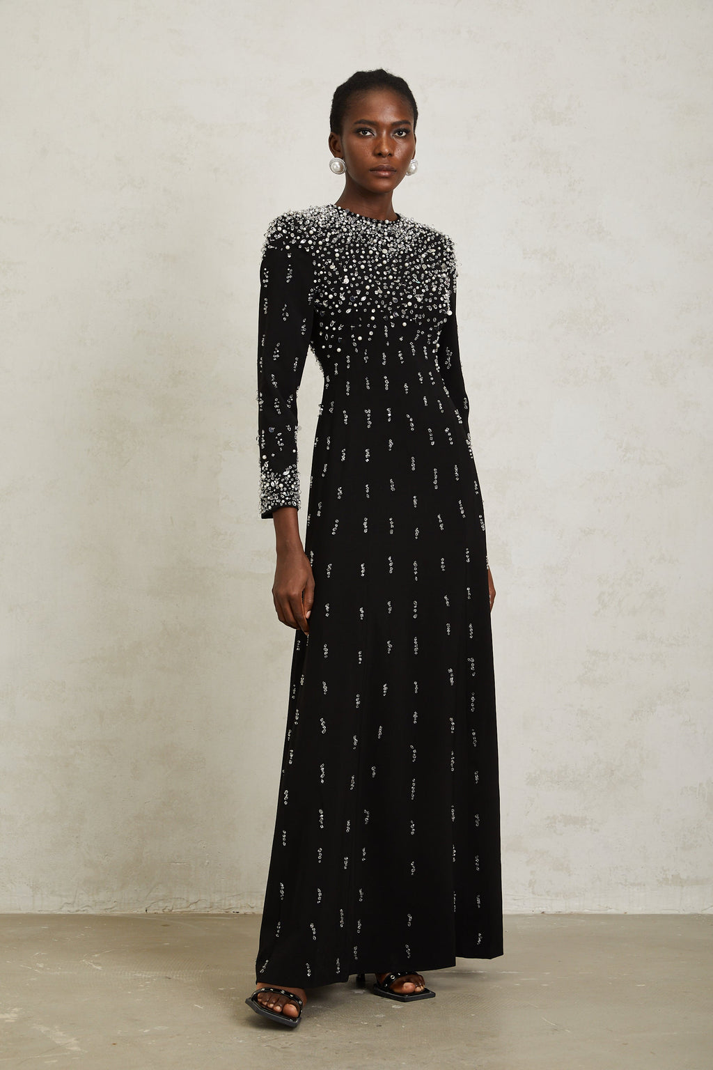 Margarita Black Embellished Maxi Dress (Final Sale-US Only)