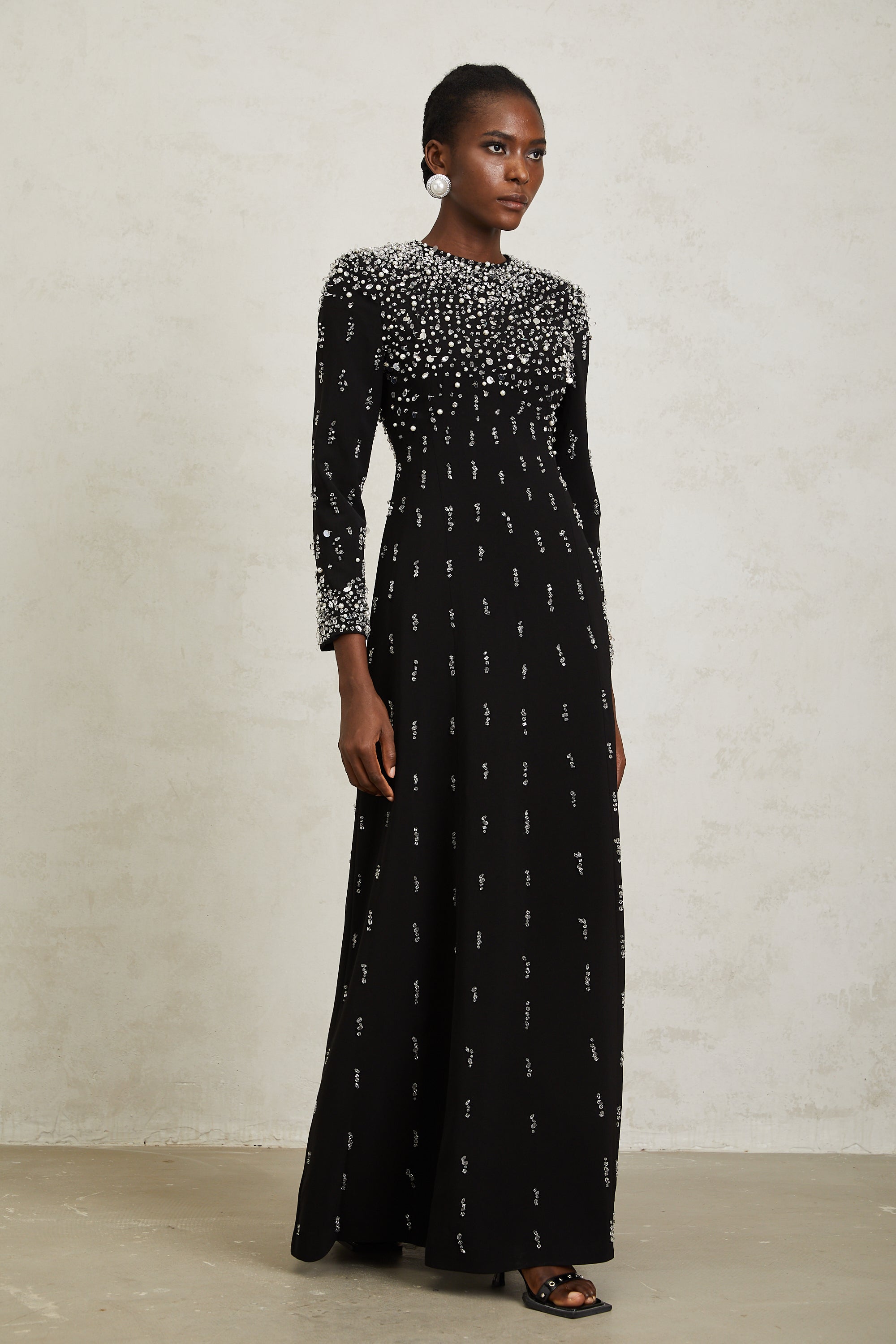 Margarita Black Embellished Maxi Dress (Final Sale-US Only)