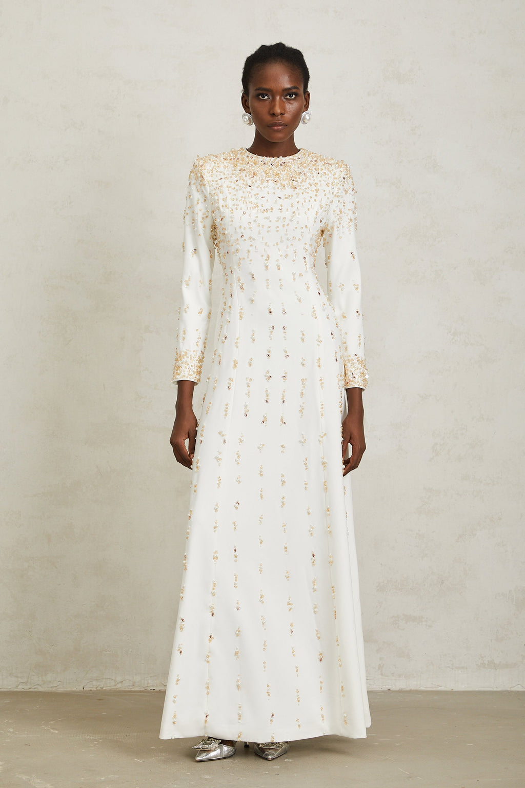 Margarita White Embellished Maxi Dress (Final Sale-US Only)