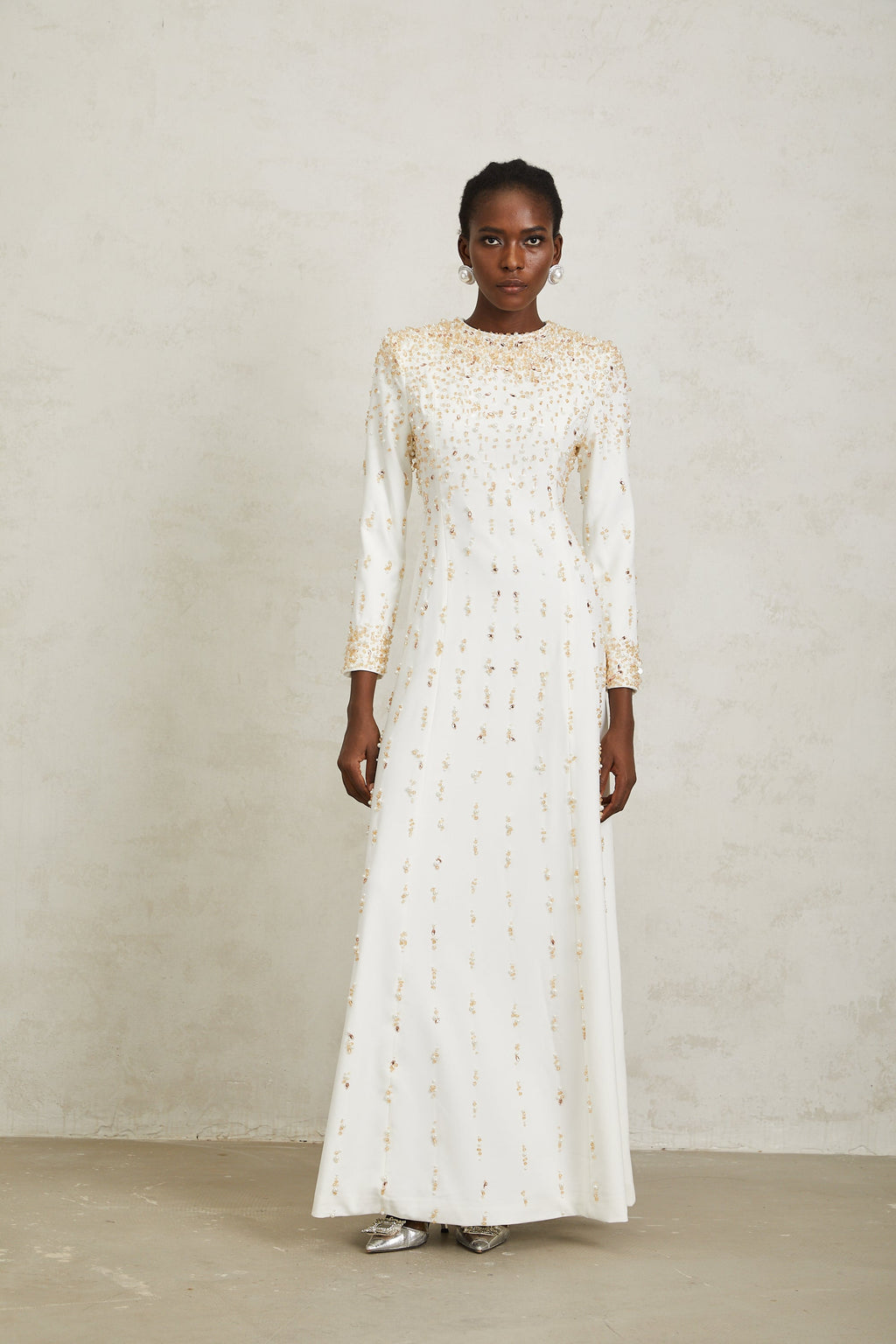 Margarita White Embellished Maxi Dress (Final Sale-US Only)