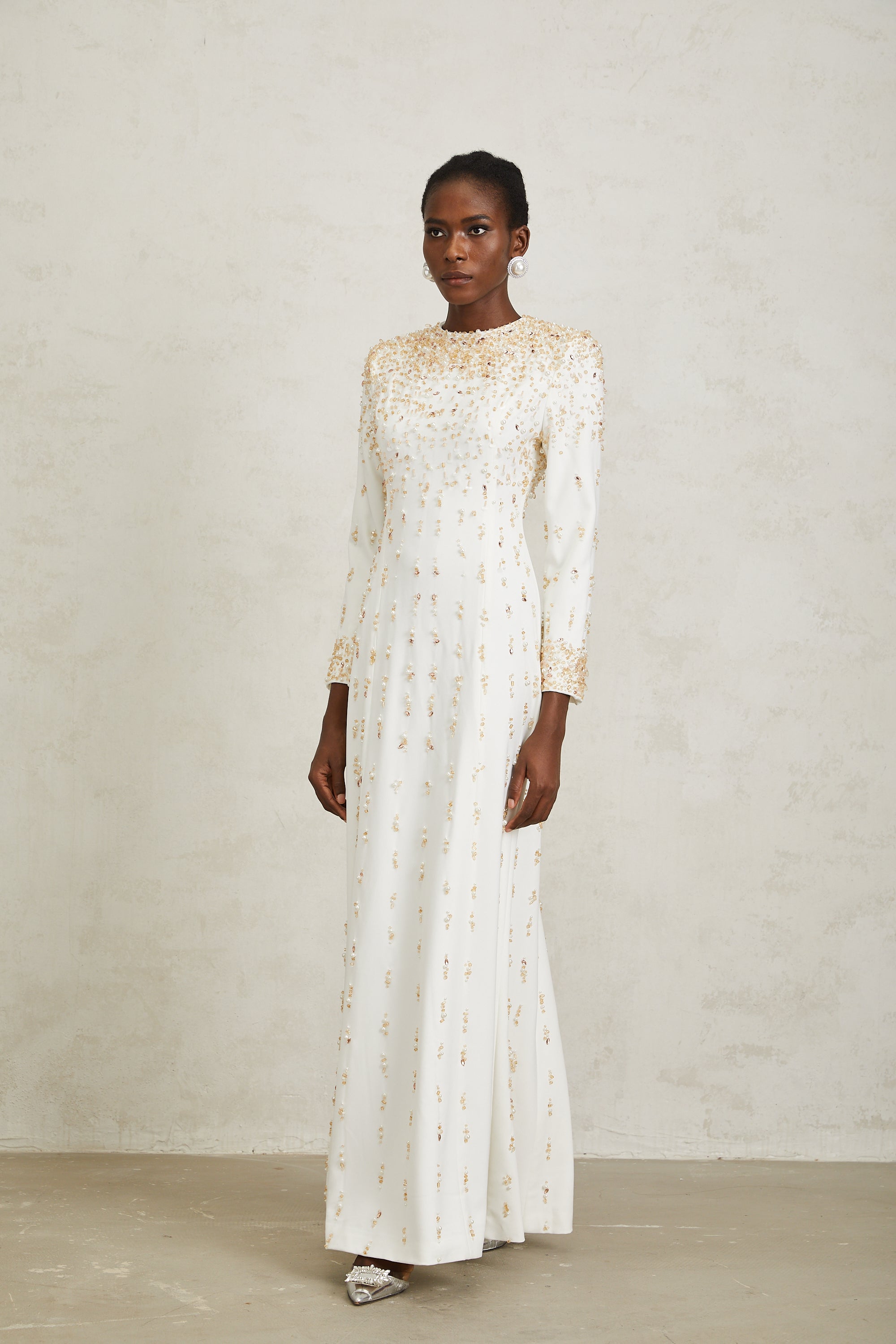 Margarita White Embellished Maxi Dress (Final Sale-US Only)