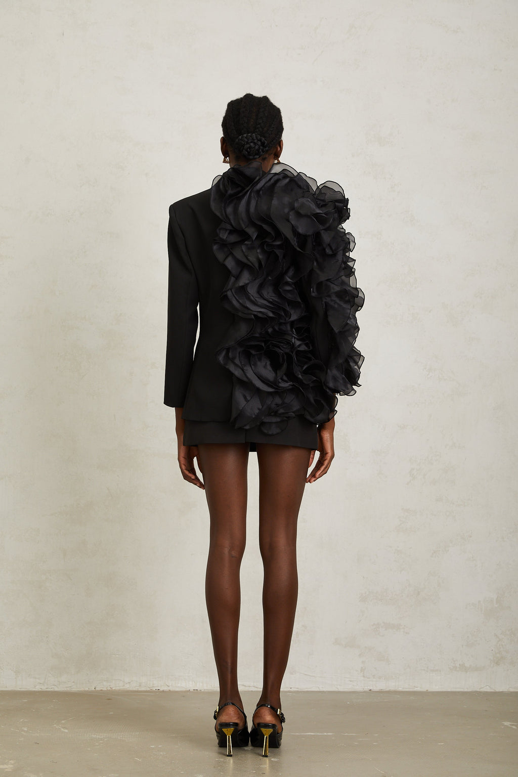 Justine Black Ruffled Tulle Panel Blazer (Final Sale-US Only)