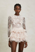 Baptistine White Floral Lace Tiered Mini Dress