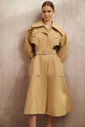 Pilar Neutral Cut Out Belted Long Trench Coat (Final Sale-US Only)