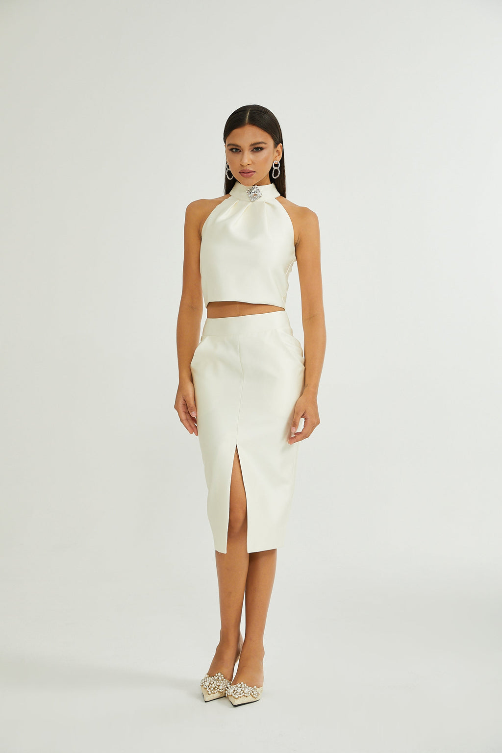 Conjunto de blusa blanca y falda a juego de la marca Final Sale, modelo Manon, vestido elegante y cómodo para mujer.