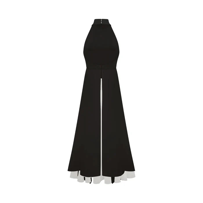 Inés Vestido largo con cuello halter y capas