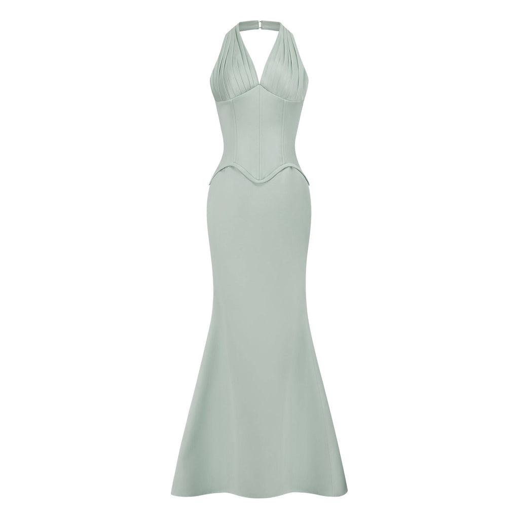 Aurélie Green Halterneck Mermaid Maxi Dress (Final Sale-US Only)