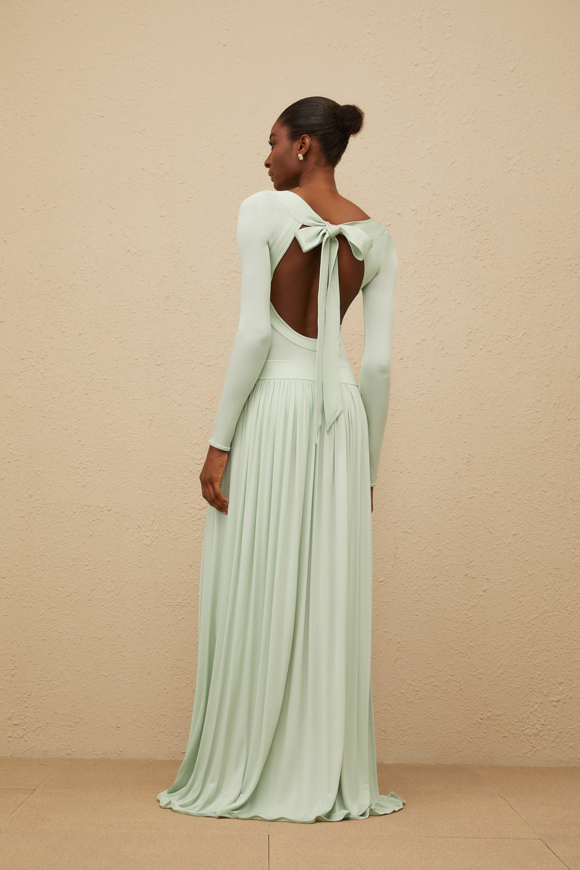 Campagne Green Open-Back Shirred Maxi Dress  (Final Sale-US Only)