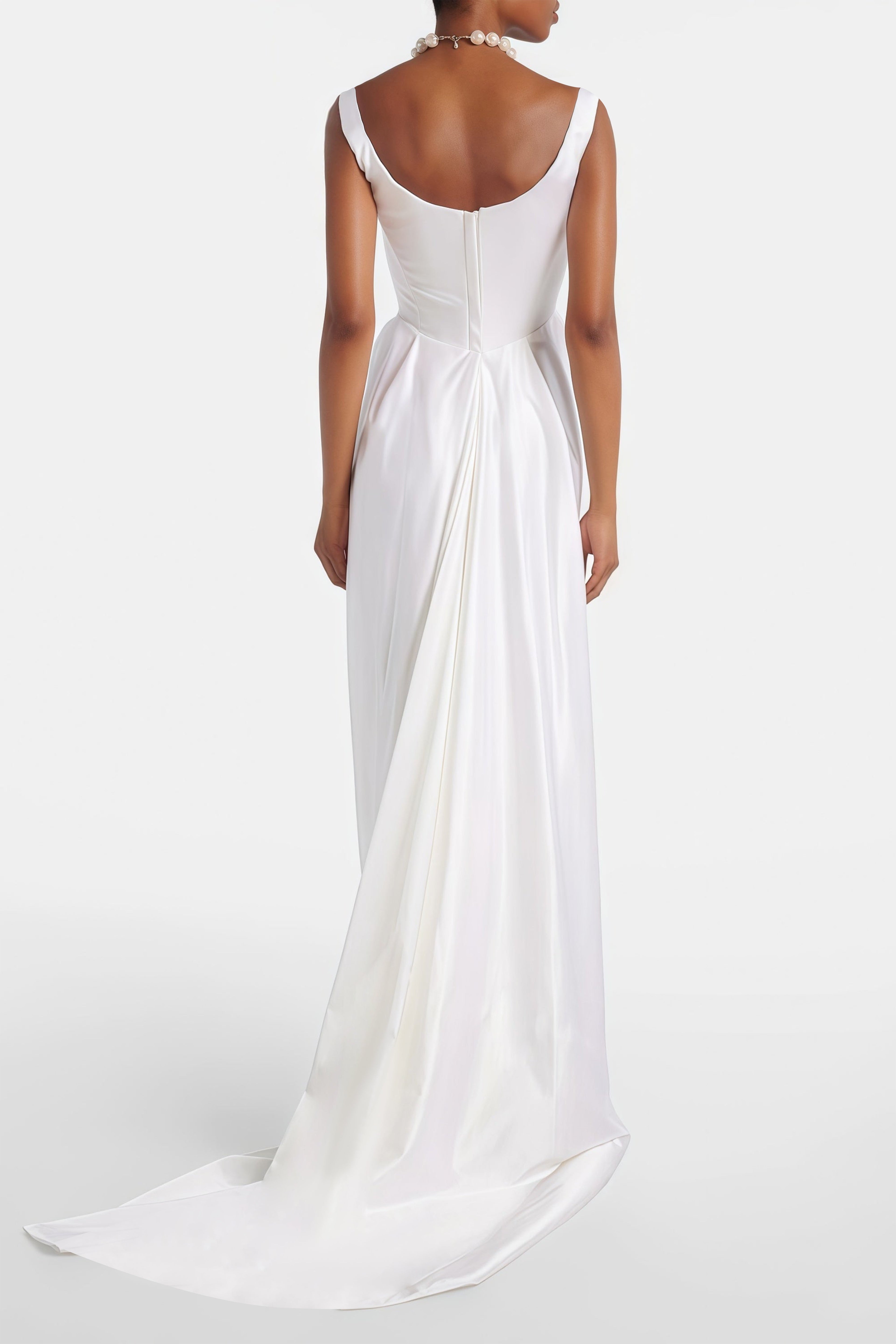 Fiona White Satin Square Neck Maxi Dress (Final Sale-US Only)