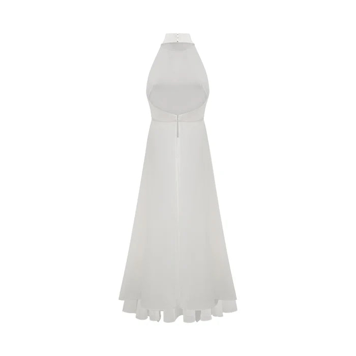 Inés Vestido largo con cuello halter y capas