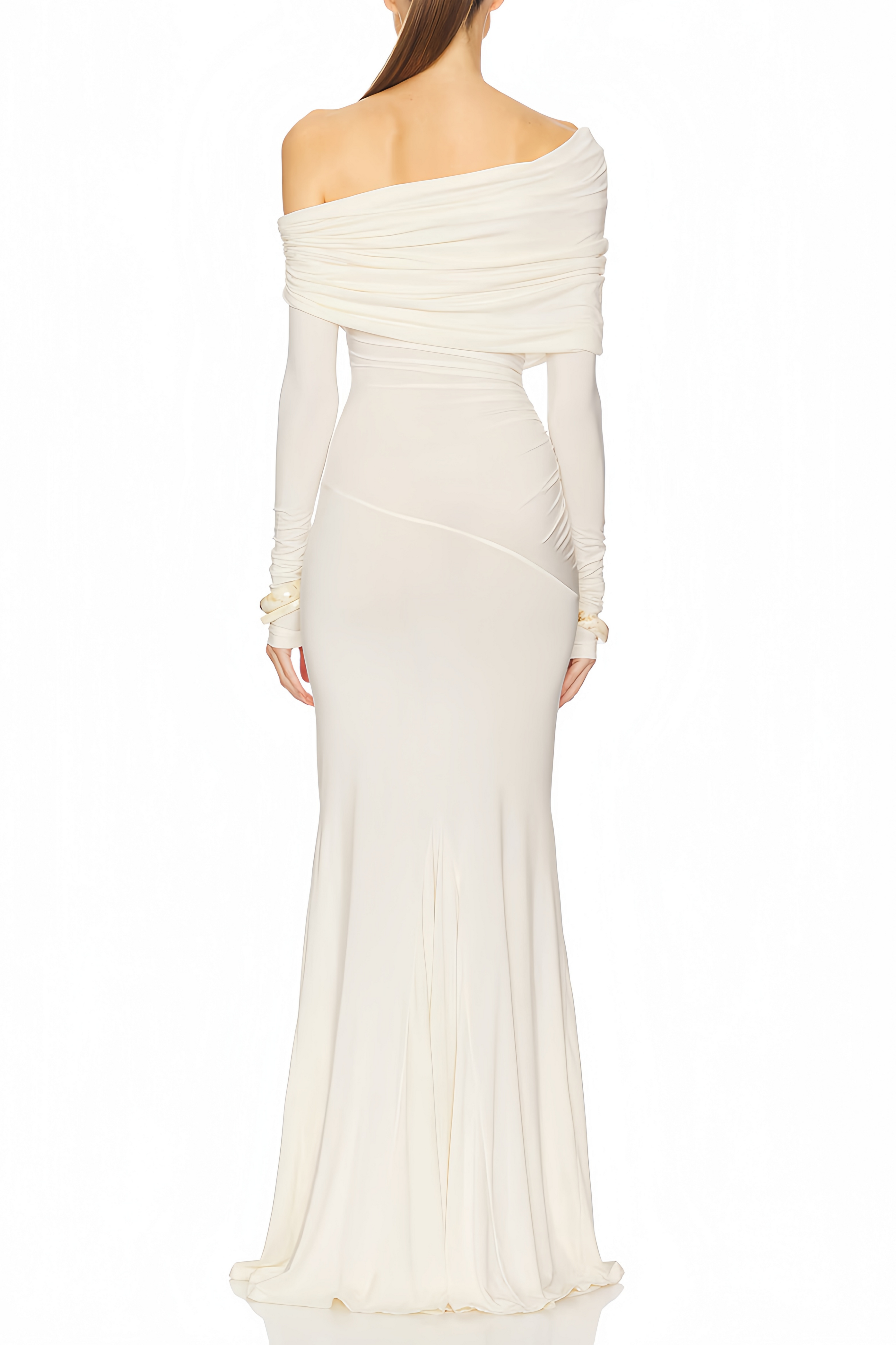 Delphine White Off-Shoulder Ruched Maxi Dress (Final Sale-US Only)