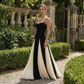 Vestido largo maxi Esmirae de estilo Old Money con volantes en contraste y diseño elegante, marca SLIPPO®.