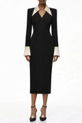 Vestido midi negro Aina con corsé adornado de MRTokyo, con detalles brillantes y ajustado en la cintura.