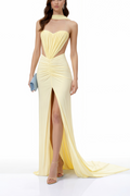 Alexandra Yellow Cut-Out High Slit Maxi Dress