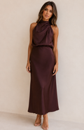 ATISSE ESTHER — Chocolate Halter Maxi Dress