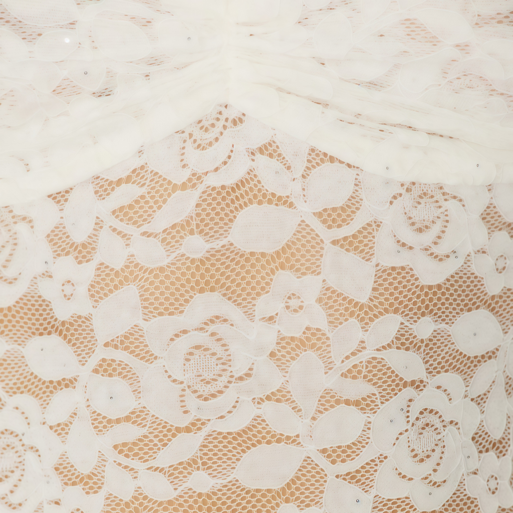 Magda White Floral Lace Ruched Mini Dress
