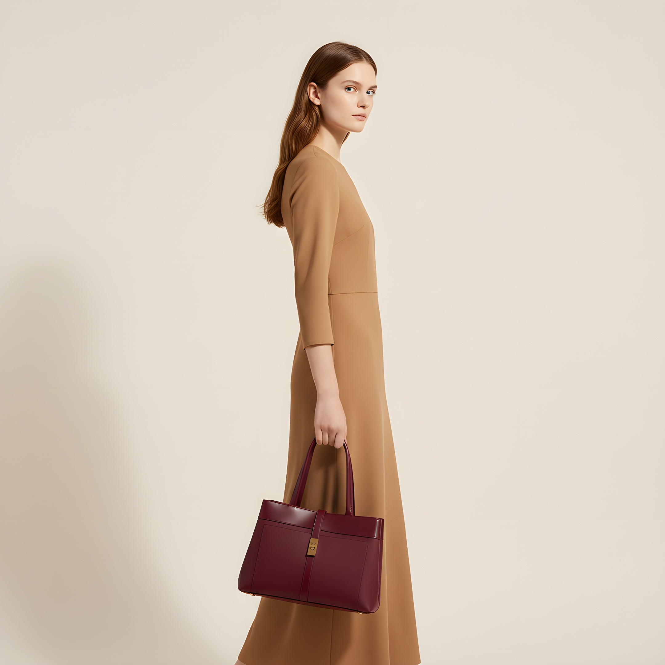 Tote en Piel Burdeos - Angela Puerto