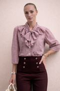 Blusa Vichy Burdeos con Lazo Maxi - Angela Puerto