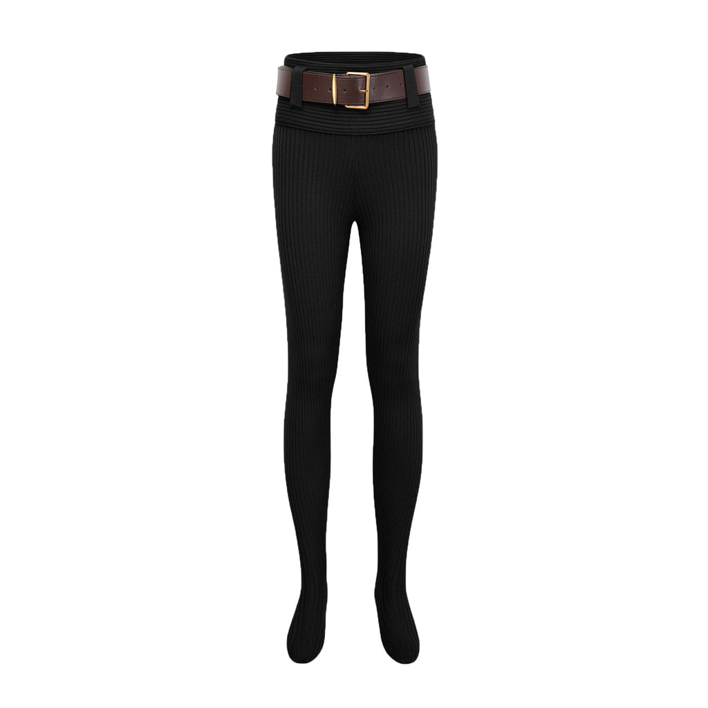 Conjunto de ropa de boda de punto acanalado negro, cuerpo ajustado y pantalones de la marca Bridal.