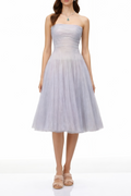 Clémence Purple Sequin Lace Tulle Midi Dress