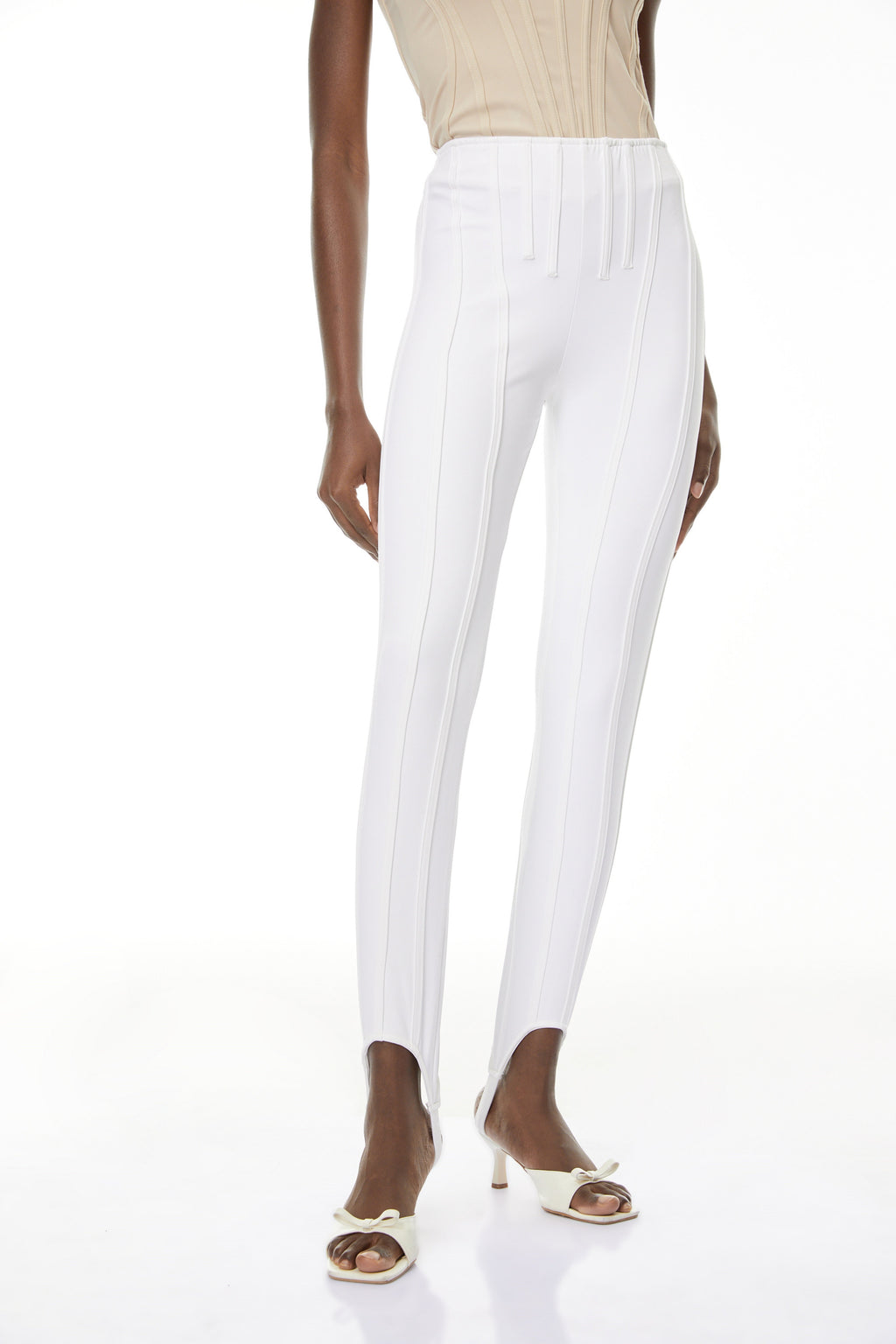 Cordelia White Decorative Stitching Leggings