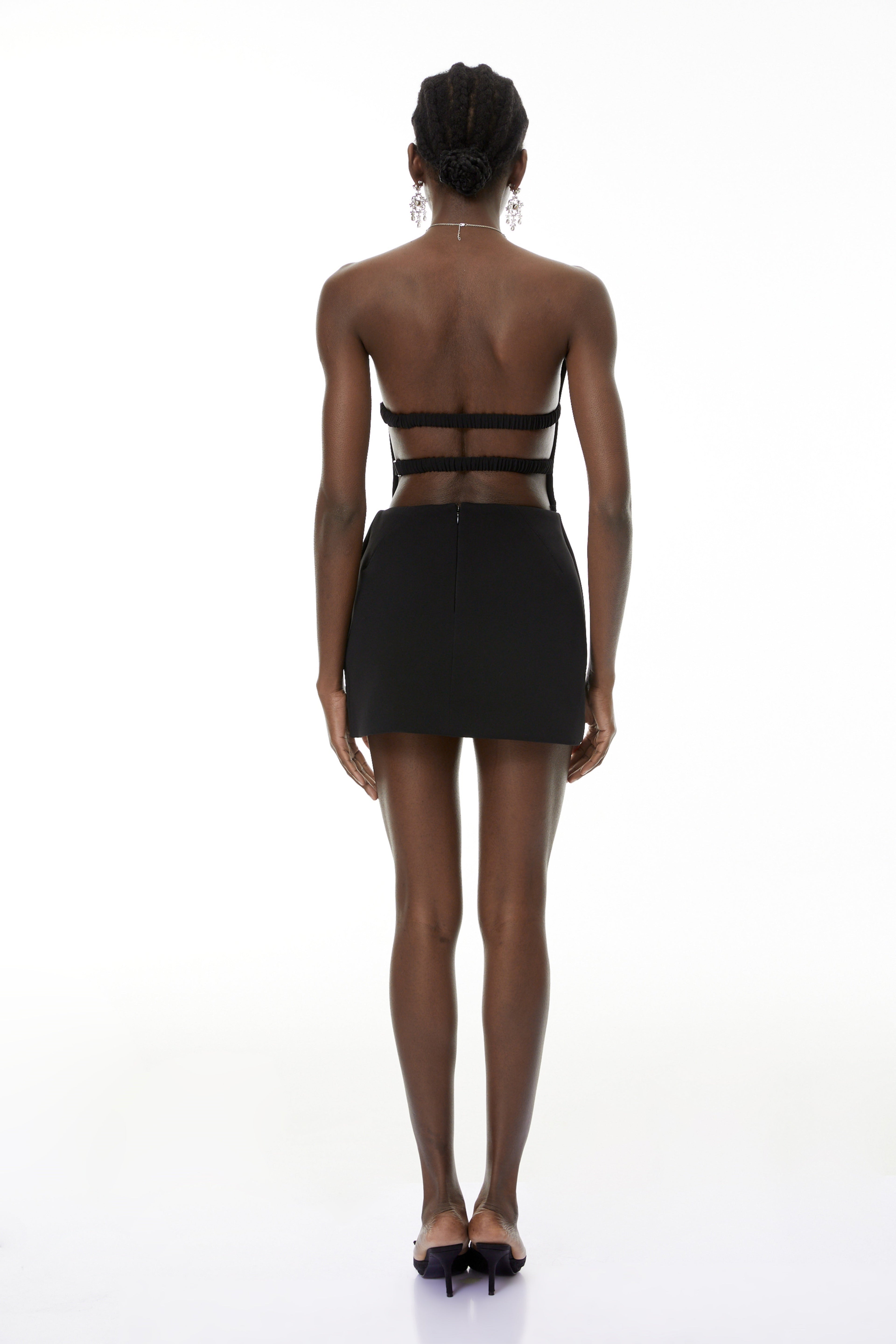 Costanza Black Strapless Structured Mini Bodycon Dress