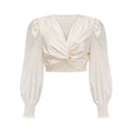 Nouria white faux-flower twist cropped top (Final Sale-US Only)