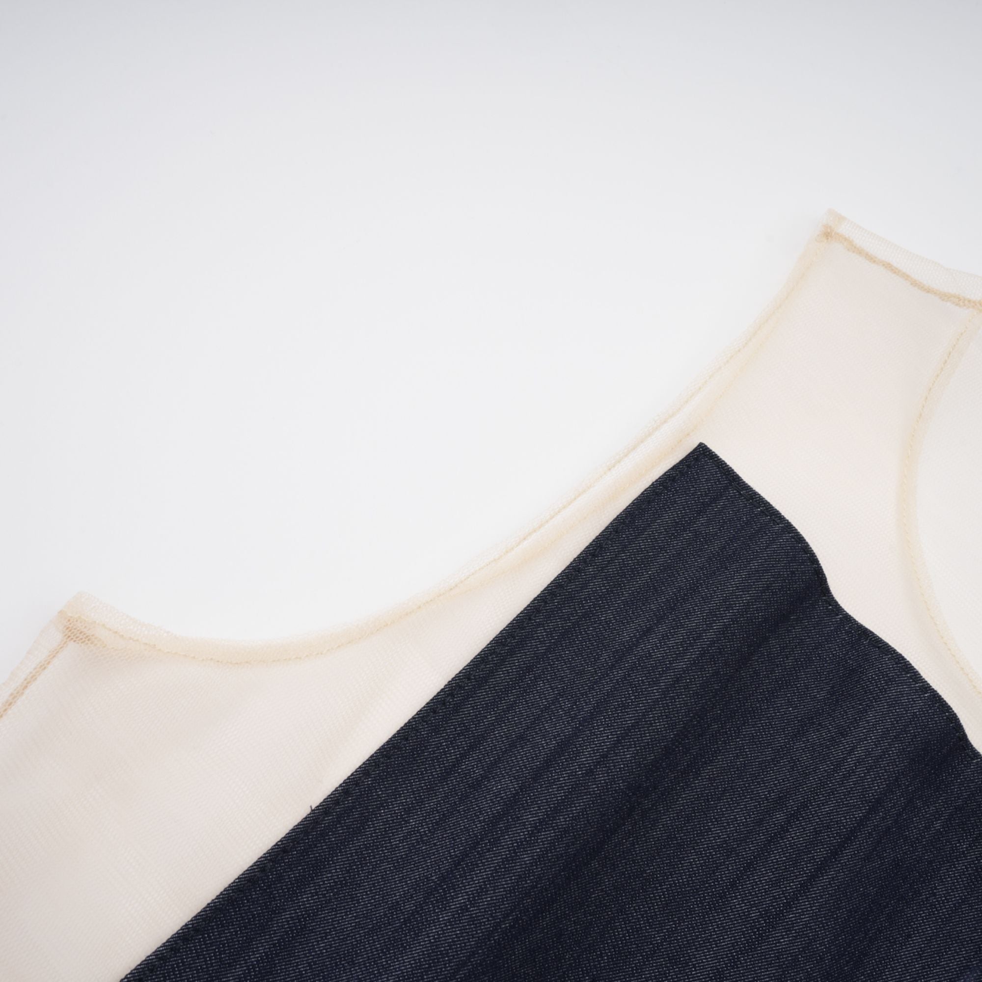 Sandrine blue denim semi-sheer bodysuit (Final Sale)