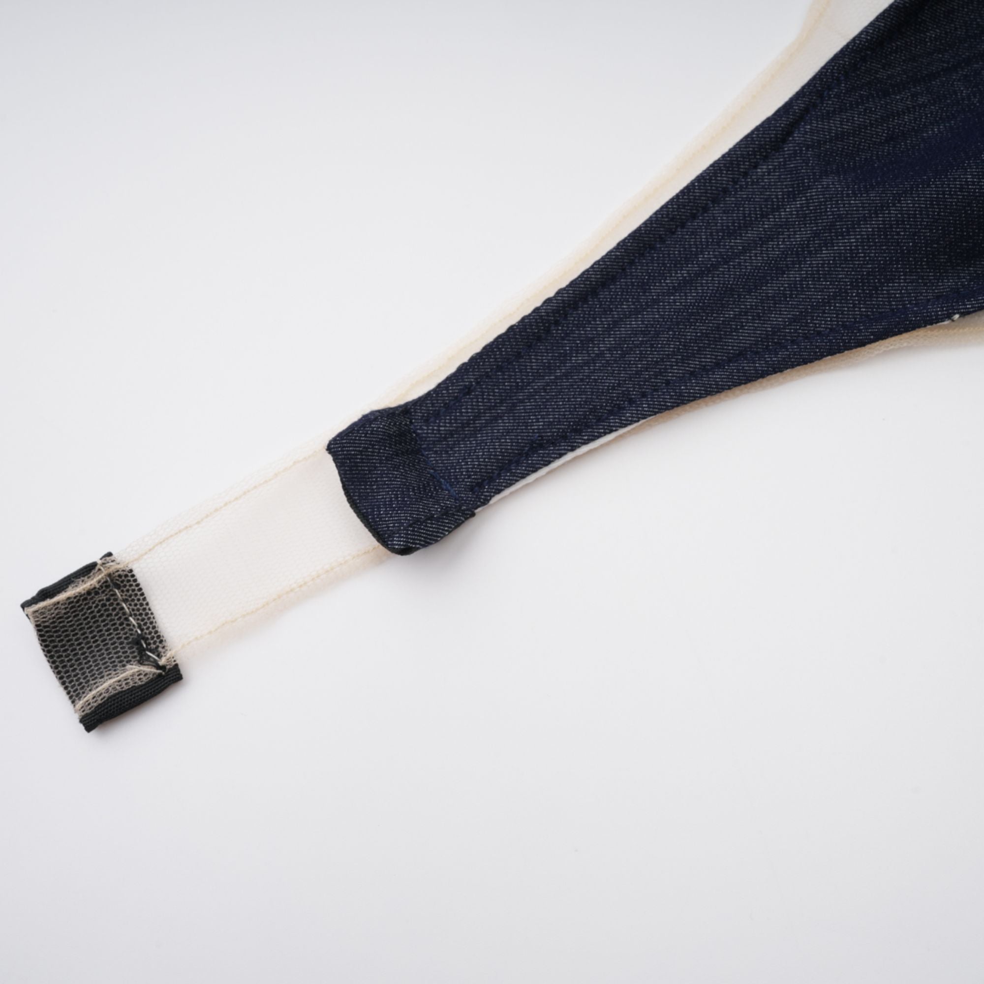Sandrine blue denim semi-sheer bodysuit (Final Sale)
