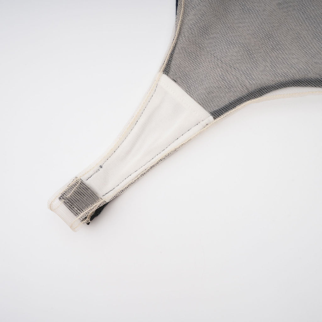 Sandrine blue denim semi-sheer bodysuit (Final Sale)