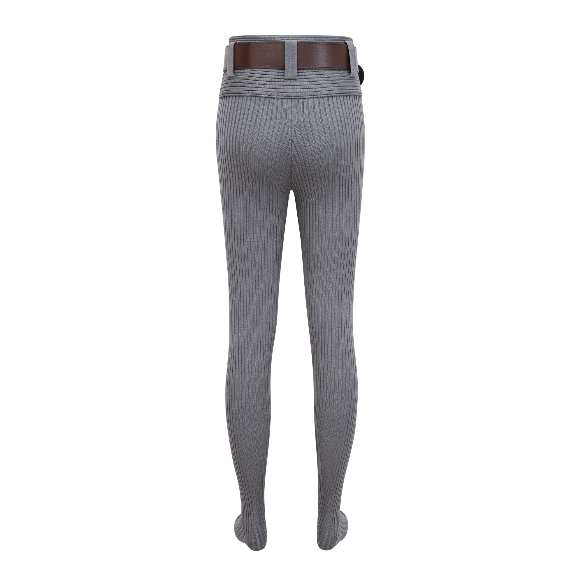Claire Grey Ribbed Knit Bodysuit & Trousers Set