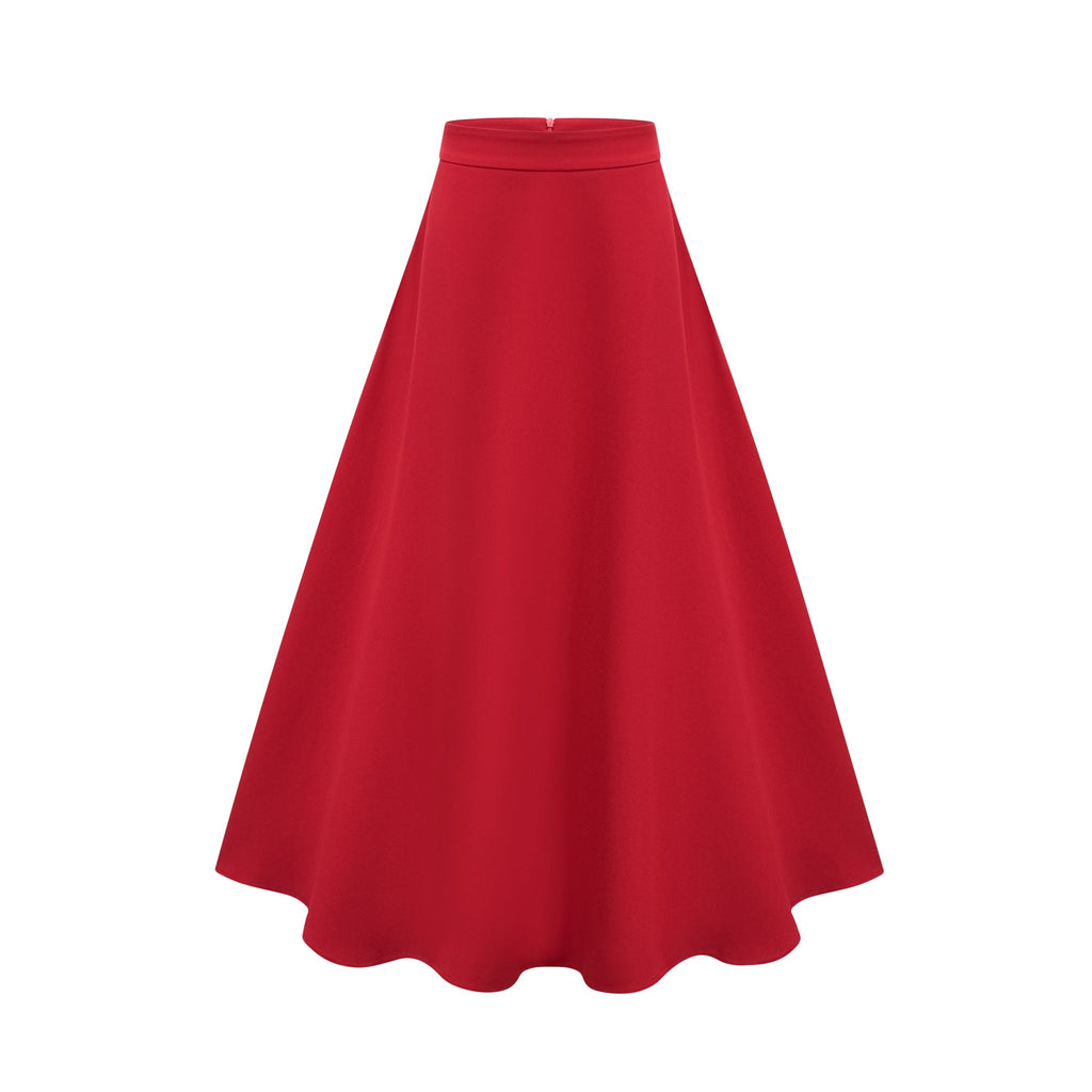 Colette red pleated blouse & skirt matching set (Final Sale-US Only)
