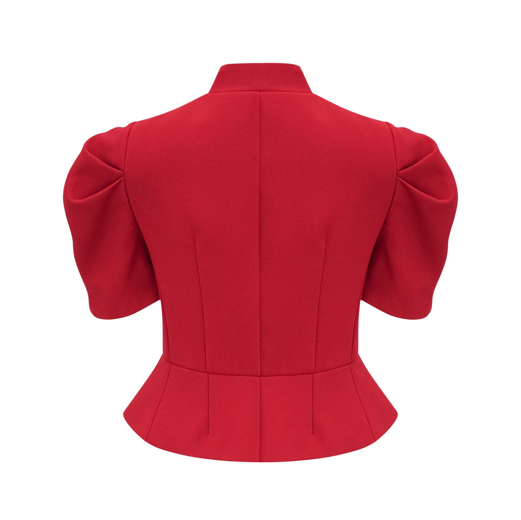 Colette red pleated blouse & skirt matching set (Final Sale-US Only)