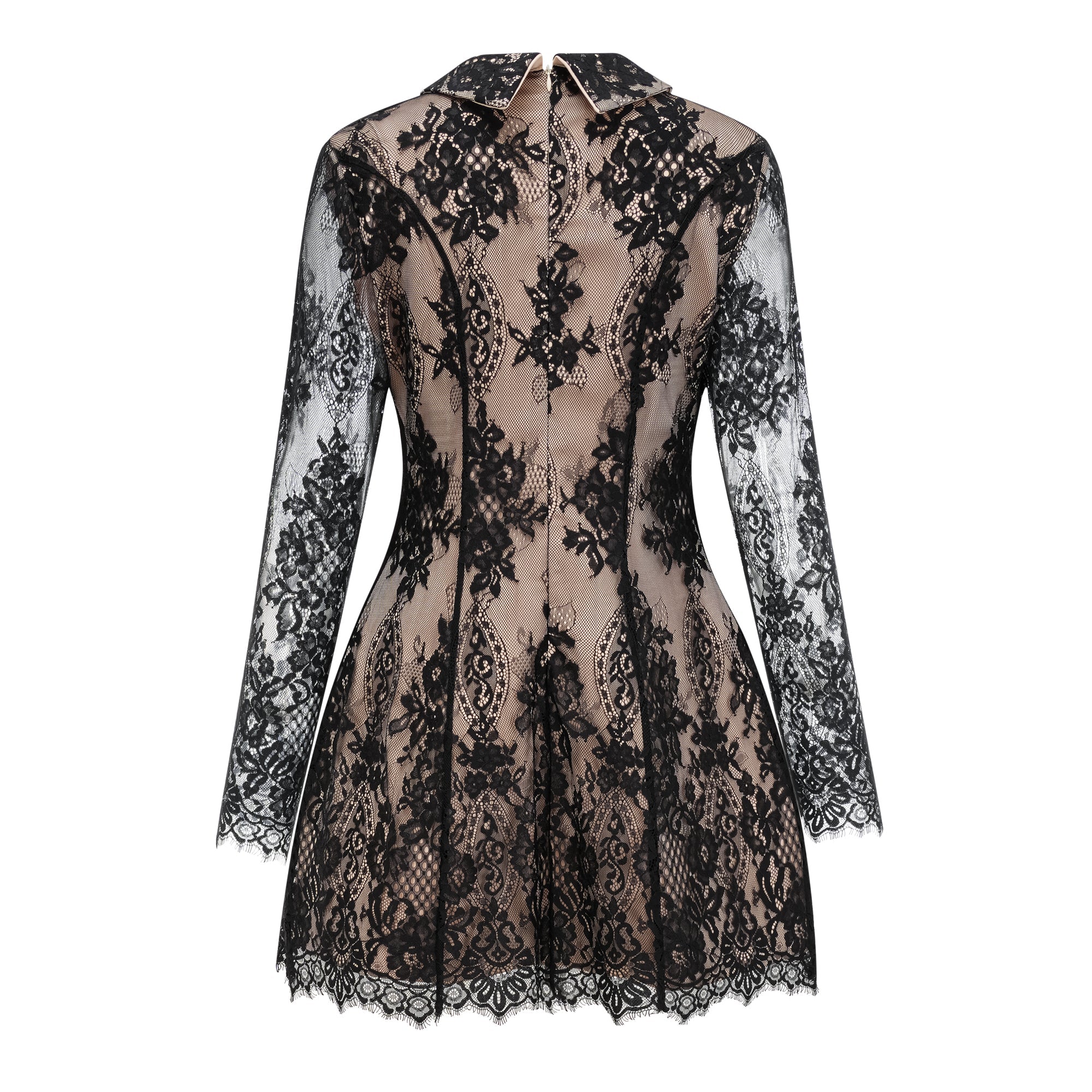 Aleksandra Black Floral Lace Mini Dress