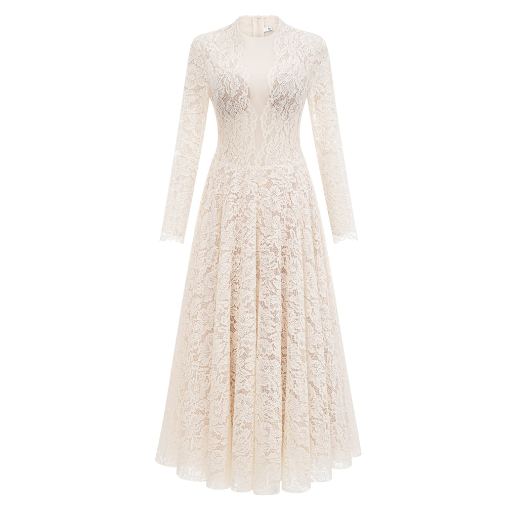 Vestido de novia largo Oliana Ivory Lace Maxi Gown de Bridal con encaje en color marfil y diseño elegante.