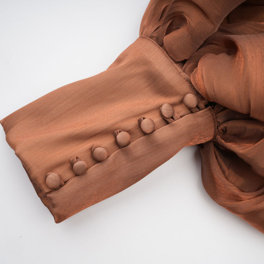 Mila Brown Pleated Satin Maxi Dress (Final Sale-US Only)