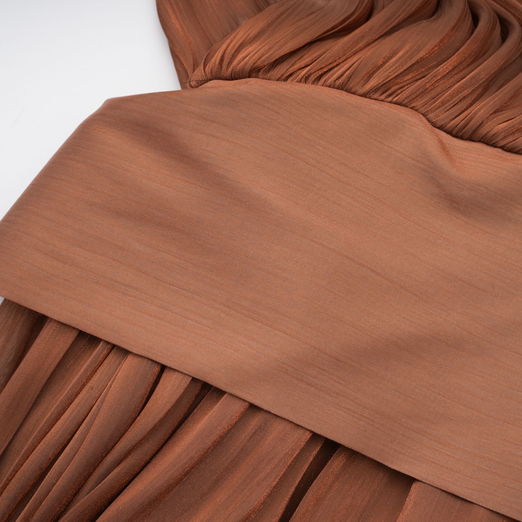 Mila Brown Pleated Satin Maxi Dress (Final Sale-US Only)