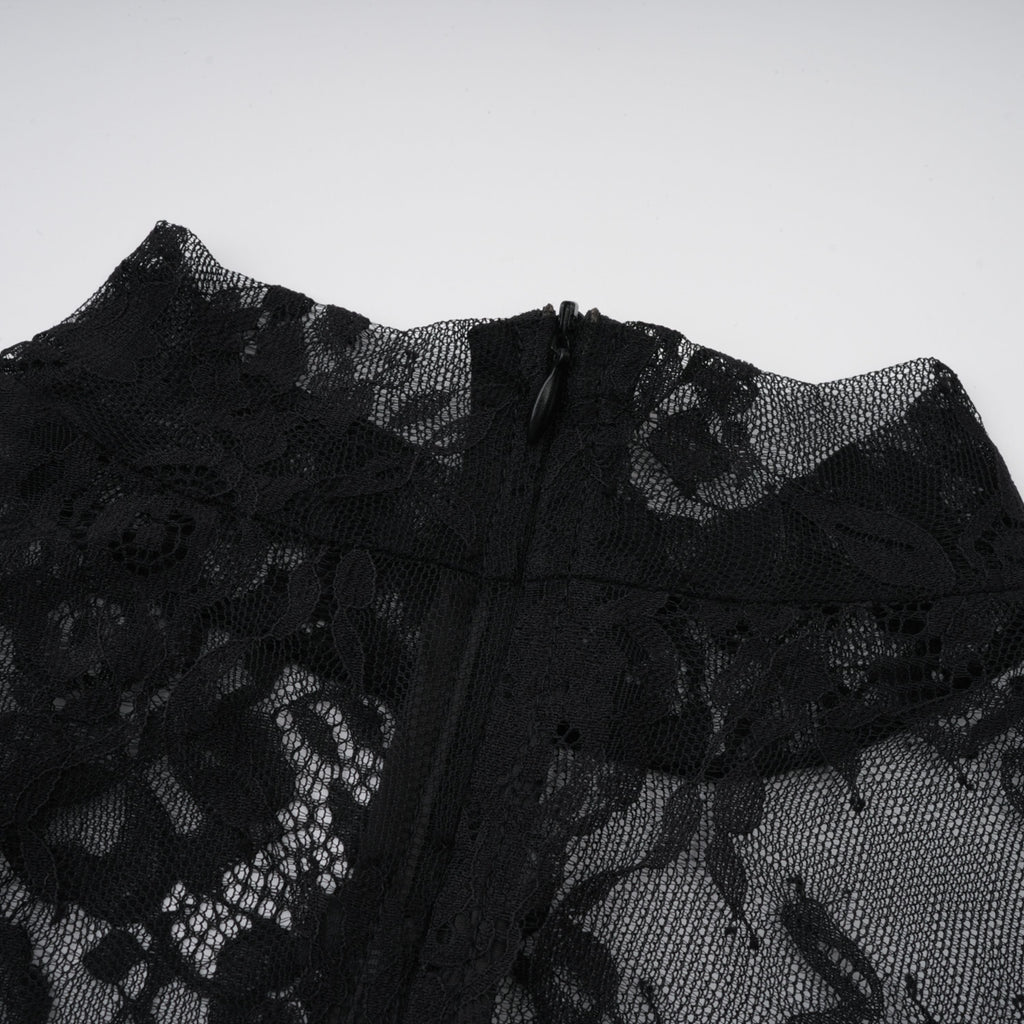 Roxane black floral-lace ruffled maxi dress (Final Sale-US Only)