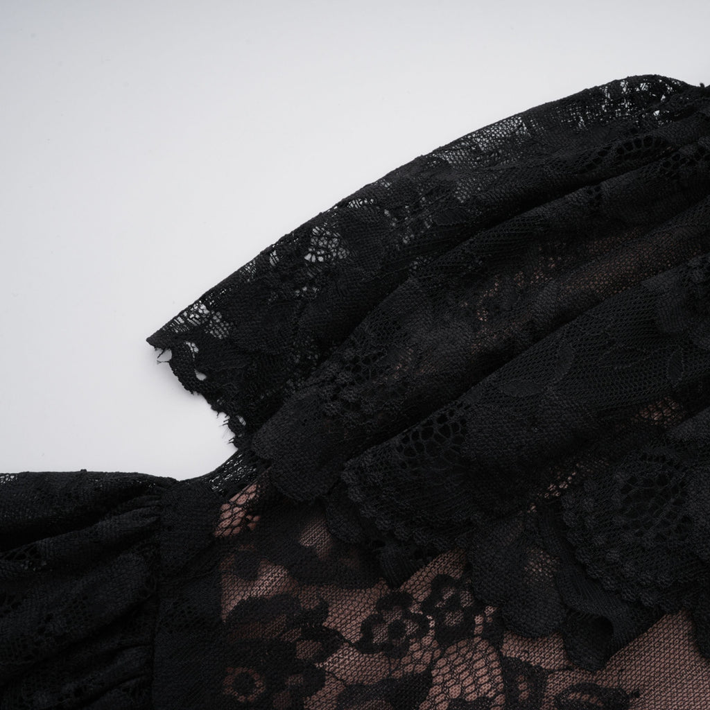 Roxane black floral-lace ruffled maxi dress (Final Sale-US Only)