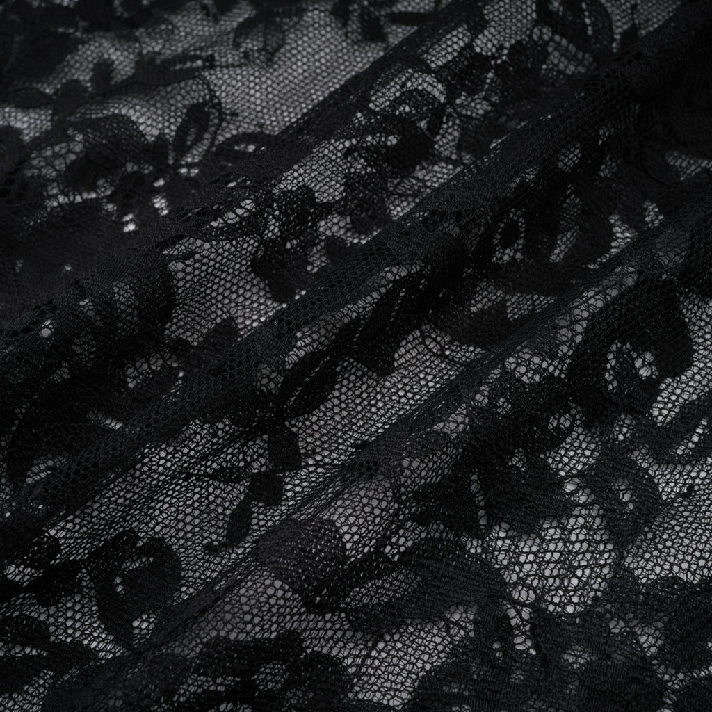 Roxane black floral-lace ruffled maxi dress