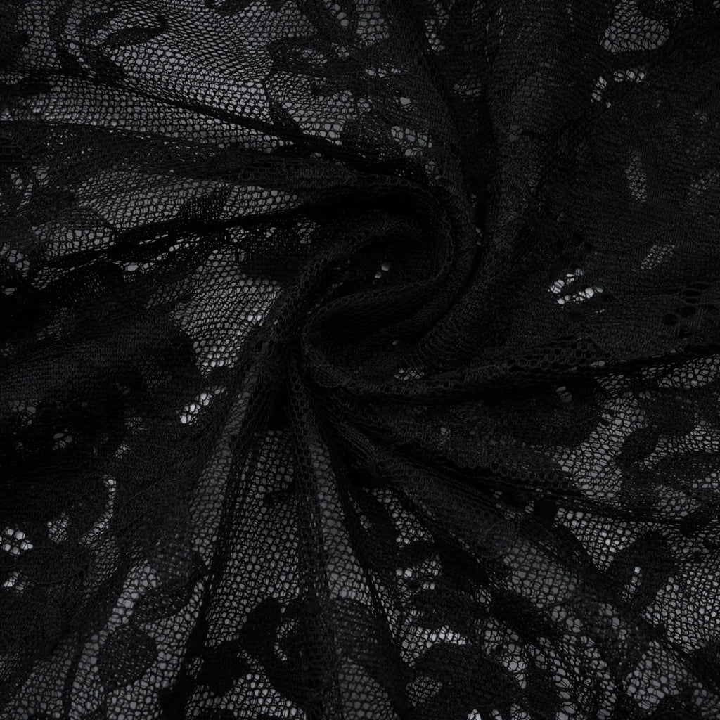 Roxane black floral-lace ruffled maxi dress