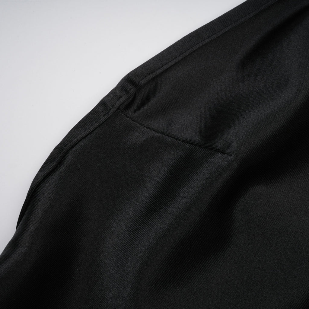 Ginevra black halterneck faux-pearl satin maxi dress