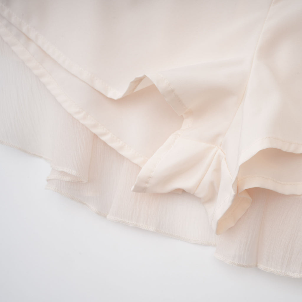 Perrine self-tie ruffled blouse & skirt matching set