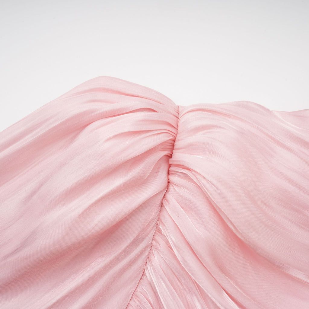 Sarolta Pink Glossy Ruched Maxi Dress (Final Sale-US Only)